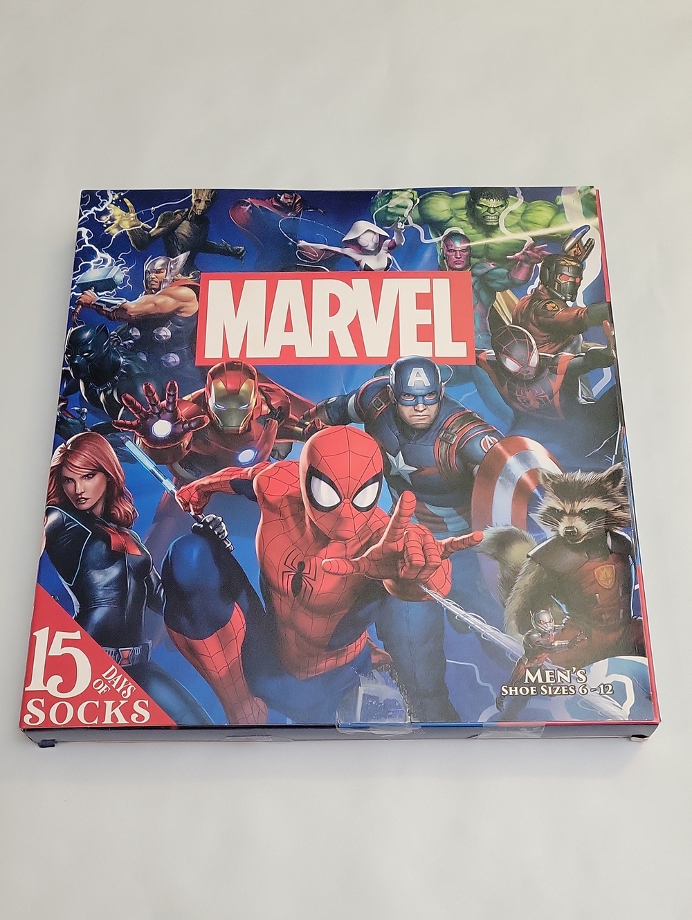 NEW Marvel 15 days of socks (4 Pairs Crew/11 Pairs Low Cut)Men's Shoe sizes 6-12